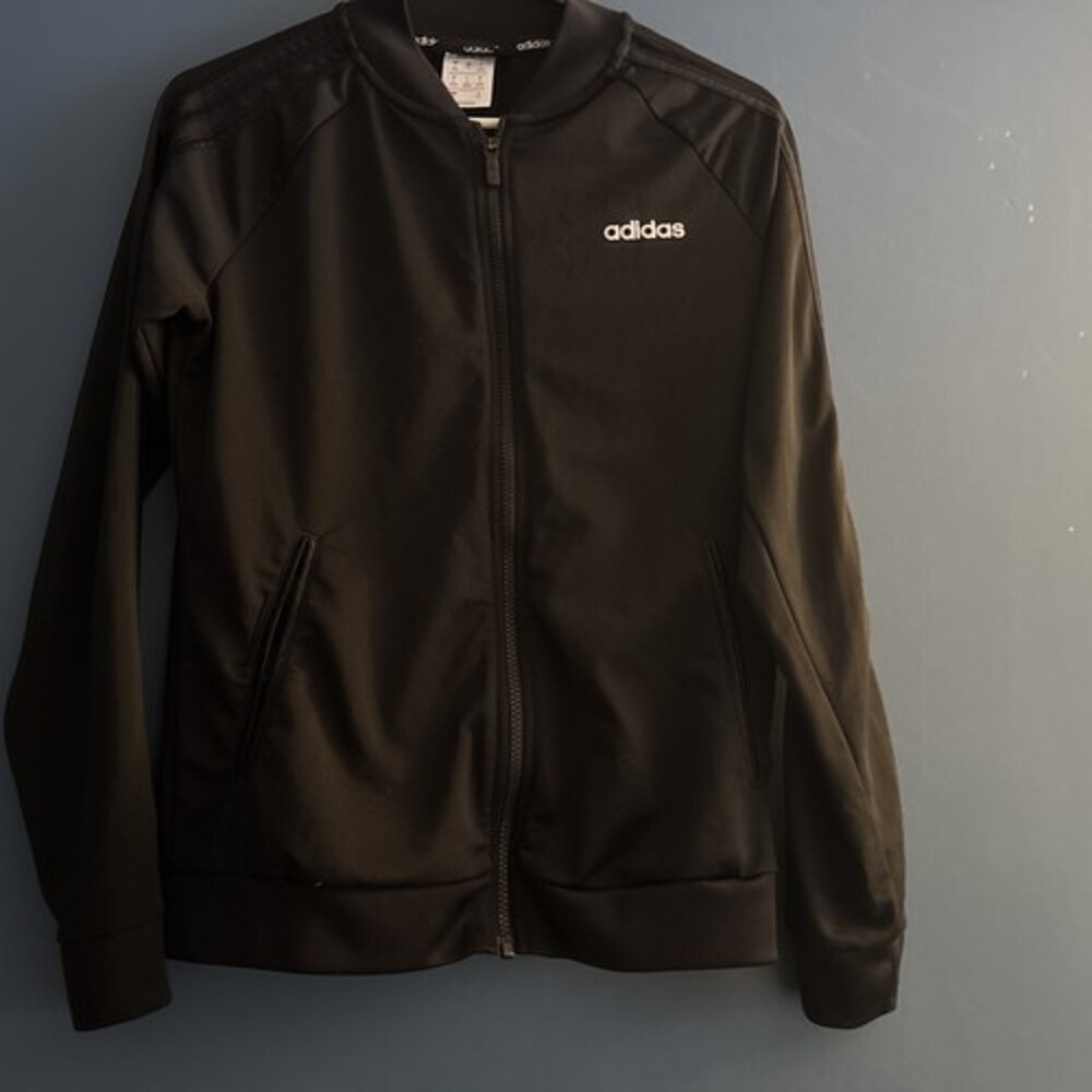 Adidas Iconic Tricot Jacket Women Small Black On Black 3-stripe